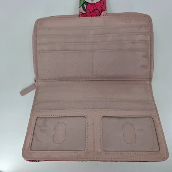 Vera Bradley Pink Floral Quilted Cotton Turnlock Wallet Zip Around Botanical - Picture 7 of 12